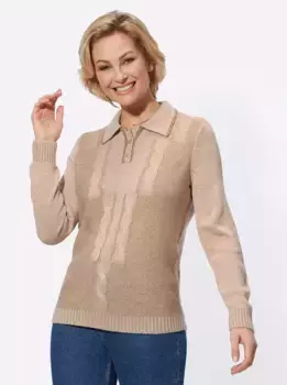 Свитер с воротником-поло Classic Basics "Пуловер", слоновая кость