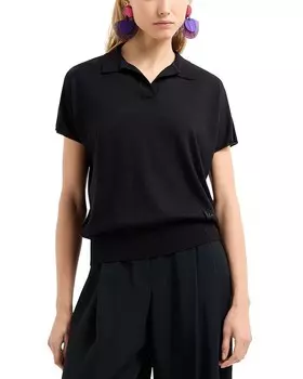 Свитер с воротником-поло Emporio Armani, черный