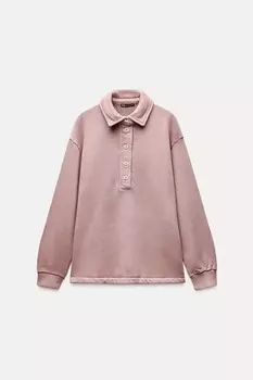 Свитер с воротником-поло ZARA, светло-розовый