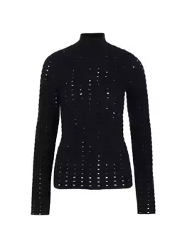 Свитер с воротником-пуантеллой St. John, черный