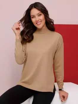 Свитер с воротником стойкой Classic Basics "Oversized Pullover", цвет Camel