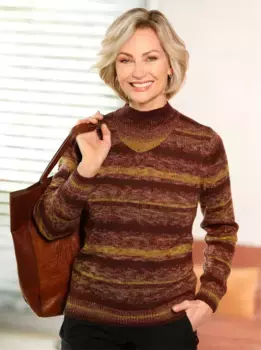 Свитер с воротником стойкой Classic Basics "Пуловер", шоколадный