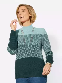 Свитер с воротником стойкой Classic Basics "Пуловер", цвет Kalkmint-Petrol-Gemustert