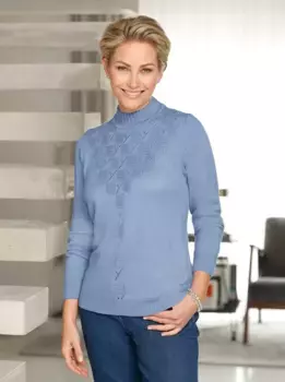 Свитер с воротником стойкой Classic Basics "Пуловер", синий