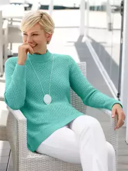 Свитер с воротником стойкой Classic Basics "Пуловер", бирюзовый