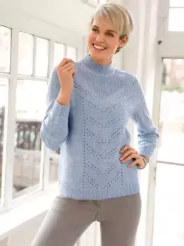 Свитер с воротником стойкой Classic Basics "Пуловер", цвет Bleu-Meliert