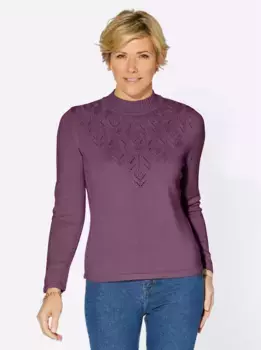 Свитер с воротником стойкой Classic Basics "Пуловер", фиолетовый