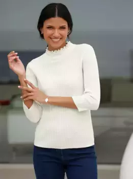 Свитер с воротником-стойкой Classic Basics "свитер с воротником-стойкой", цвет Ecru