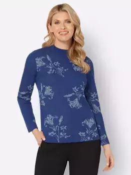 Свитер с воротником стойкой Classic Basics "Жаккардовый свитер", синий