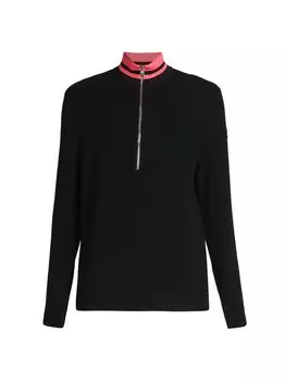 Свитер с воротником-стойкой и молнией на четверть Moncler, черный