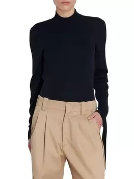 Свитер с воротником-стойкой и открытой спиной Meryll Rogge, темно-синий