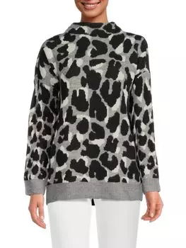 Свитер с воротником-стойкой и узором Bcbgmaxazria, серый