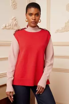 Свитер с воротником-стойкой Love & Roses, красный