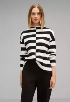 Свитер с воротником-стойкой STREET ONE, с воротником-стойкой, черный