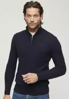 Свитер с воротником-стойкой Superdry "ESSENTIAL EMB KNIT HENLEY", синий