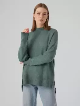 Свитер с воротником стойкой Vero Moda "VMLEFILE OVERSIZE BOXY BLOUSE GA NOOS", цвет Dark Forest Detail:W. Melange