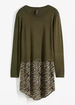 Свитер с воротником-юбкой Rainbow, зеленый