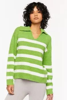Свитер с воротником в нечеткую полоску Forever 21, зеленый