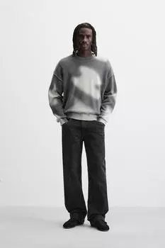 Свитер с выцветающим принтом ZARA, антрацитовый серый