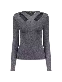 Свитер с вырезами и блестками Michael Michael Kors, цвет black silver
