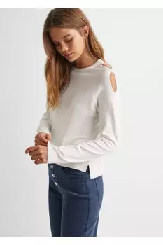 Свитер с вырезами Mango, экрю