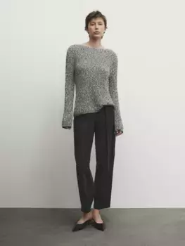 Свитер с вырезом «лодочка» Massimo Dutti, черный