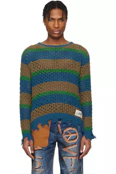 Свитер с вырезом-лодочкой и разноцветными потертыми полосками Andersson Bell
