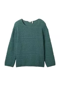Свитер с вырезом лодочкой из органического хлопка для женщин Tom Tailor, цвет Sea Pine Green