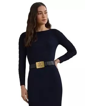 Свитер с вырезом лодочкой из рубчатой вязки Ralph Lauren, синий