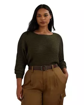 Свитер с вырезом лодочкой Lauren Ralph Lauren Plus, зеленый