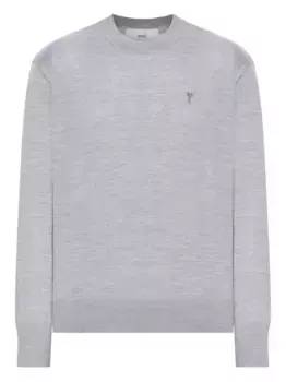 Свитер с вышитым логотипом AMI Paris, серый