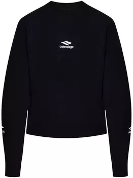 Свитер с вышитым логотипом Balenciaga, черный