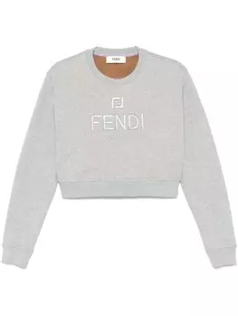 Свитер с вышитым логотипом FENDI, серый