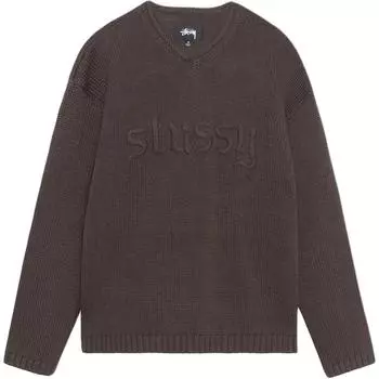 Свитер с вышитым логотипом и V-образным вырезом Stussy, Ecru