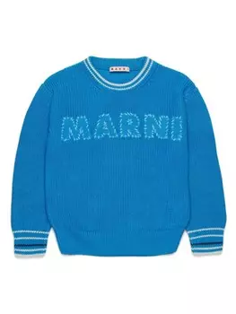 Свитер с вышитым логотипом Marni Kids, синий