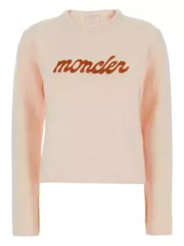 Свитер с вышитым логотипом MONCLER, розовый