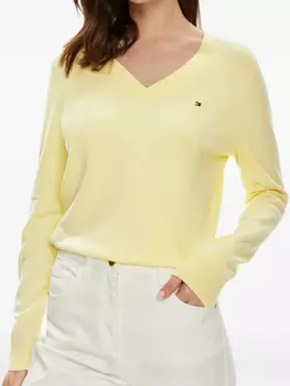 Свитер с вышитым логотипом Tommy Hilfiger, желтый