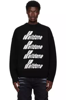 Свитер с вышитым логотипом вязка пике We11Done, черный