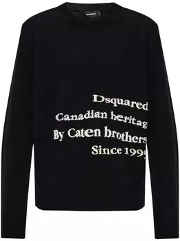 Свитер с вышитым текстом DSQUARED2, черный