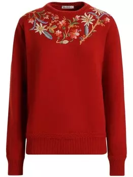 Свитер с вышитыми альпийскими цветами Bally, красный