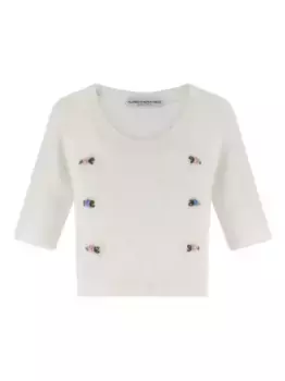 Свитер с вышивкой Alessandra Rich, белый