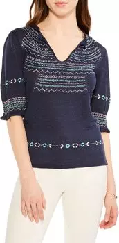Свитер с вышивкой интарсия NIC+ZOE, цвет Indigo Multi