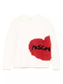 Свитер с вышивкой MSGM Kids, нейтральный цвет