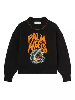 Свитер с вышивкой Palm Angels Kids, черный