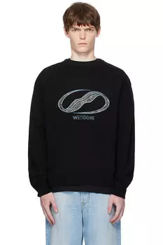 Свитер с вышивкой стразами Logo вязка We11Done, черный