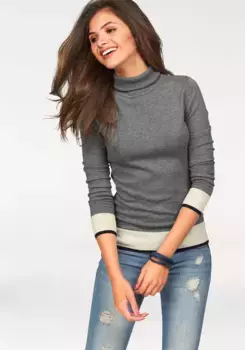 Свитер с высоким воротником AJC и контрастными цветами, синий