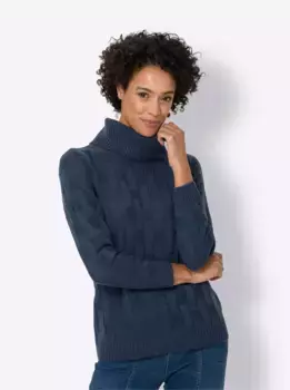 Свитер с высоким воротником Classic Basics "Пуловер", синий