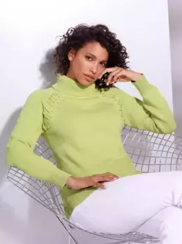 Свитер с высоким воротником CREATION L PREMIUM "Свитер из хлопка пима", фисташковый