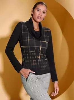 Свитер с высоким воротником Creation L "свитер с принтом", коричневый