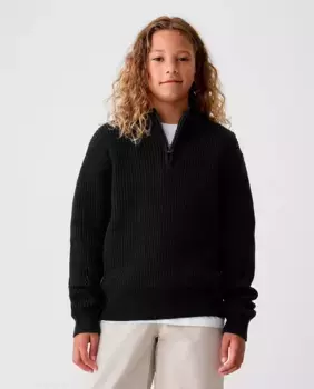 Свитер с высоким воротником для мальчика и застежкой-молнией на четверть Gap, черный